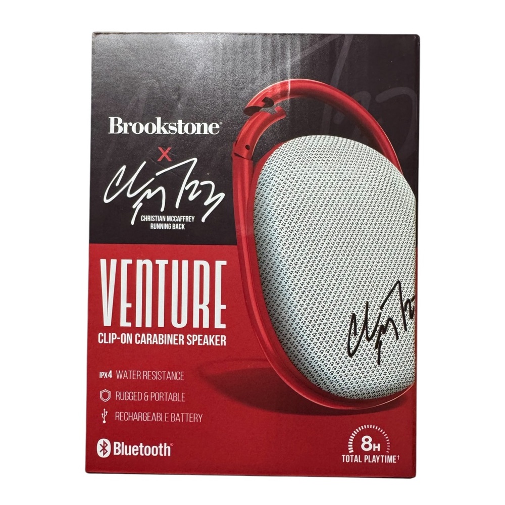 Brookstone X Christian McCaffrey Venture Clip-on Carabiner Speaker